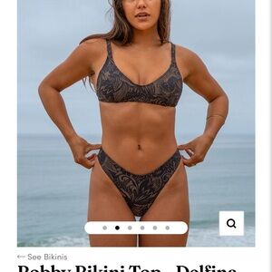 NWT Seea Black Patterned Bikini Top Only XL